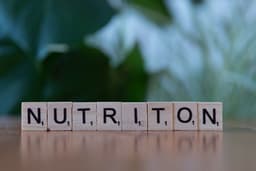 A wooden block spelling nutrition on a table — Photo Markus Winkler / Unsplash